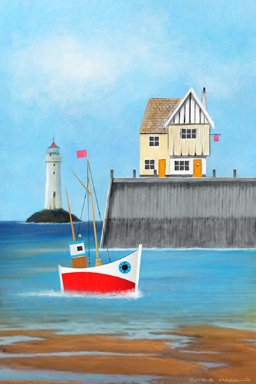 Seaside Fishing Boats Art Print